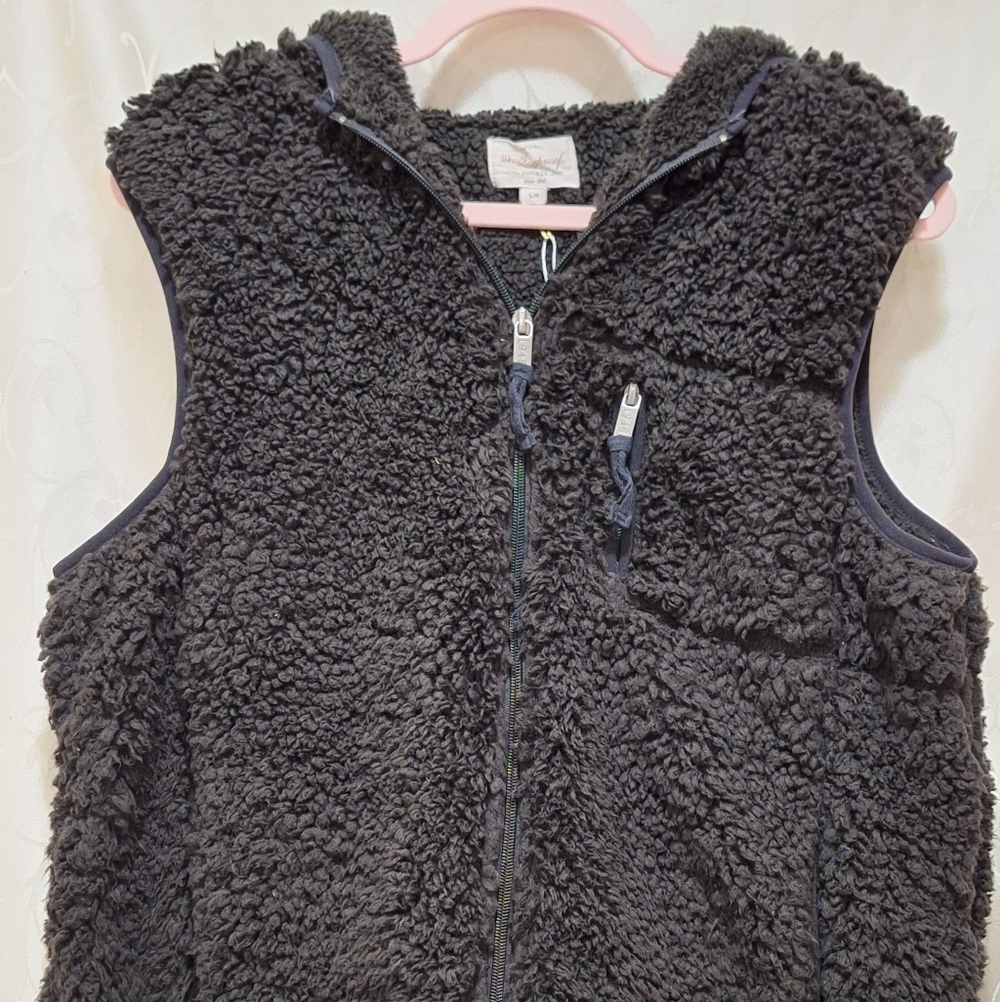 Weatherproof Hooded Black Sherpa Vest